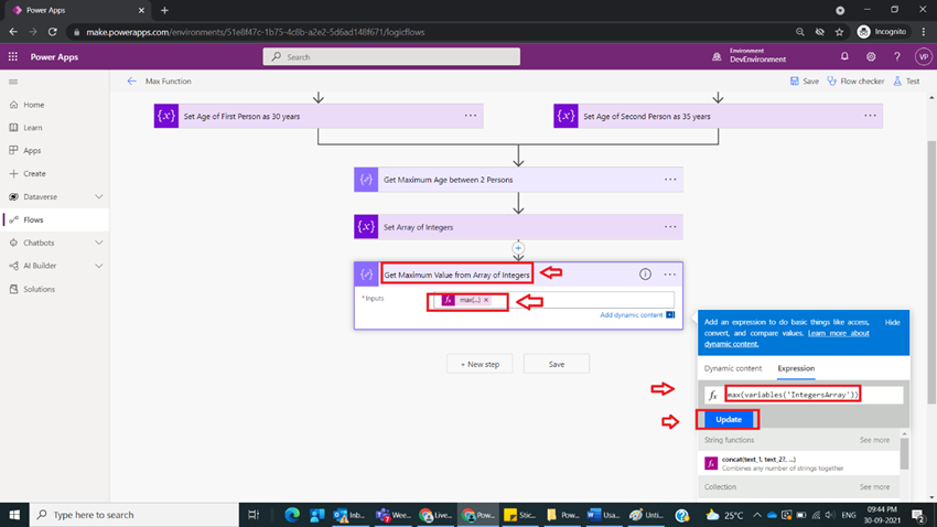 Usage of Max Function in Power Automate